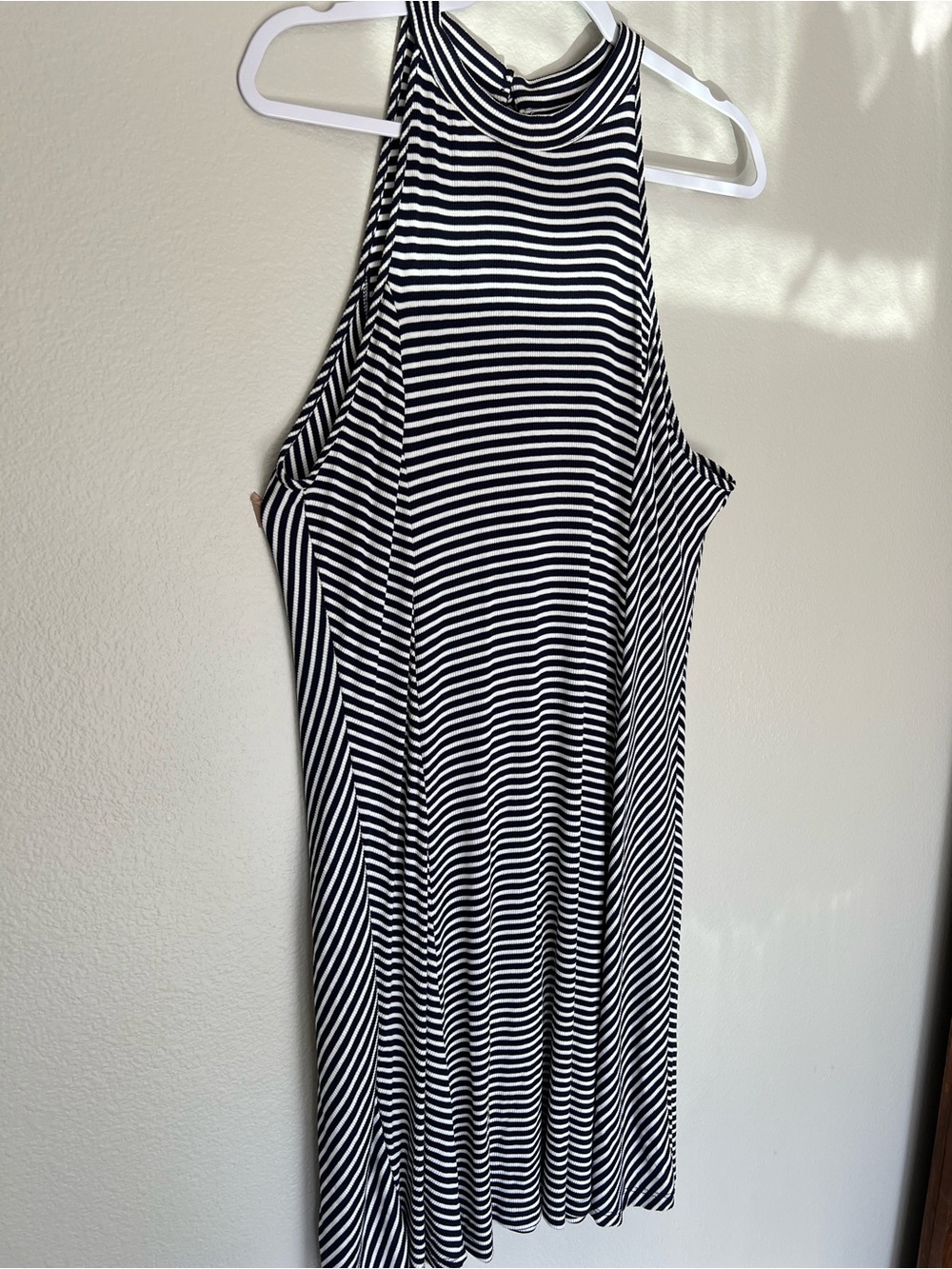 Charming Charlie Striped Navy & White Halter Knee Length Dress